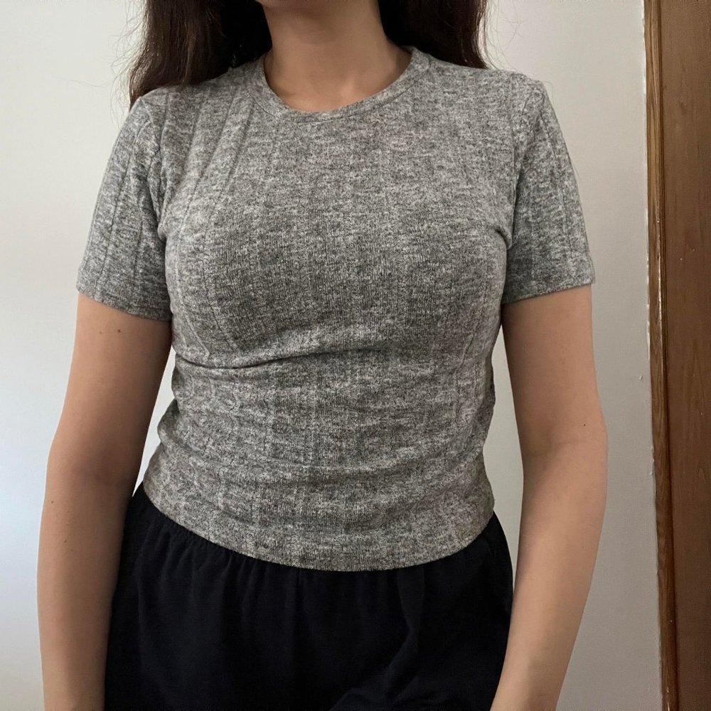 Grey ribbed zara t-shirt Zara